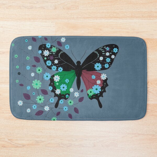 Item preview, Mystical Slate Blue & Crimson Floral Butterfly designed and sold by joycrysstudio.