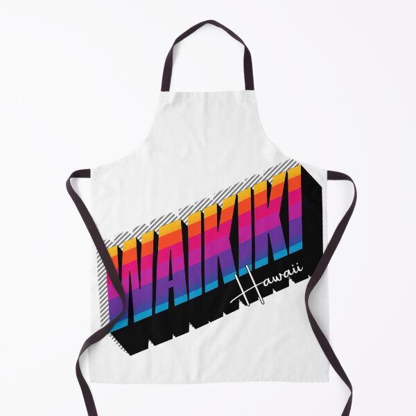 Item preview, Waikiki Hawaii Retro 80s Rainbow Stripe Typography Graphic Tee designed and sold by DonnaRaine.