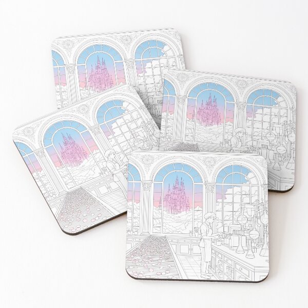 Item preview, Fantasy Laboratory Interior Coloring Page with Castle View designed and sold by PixorStudio.