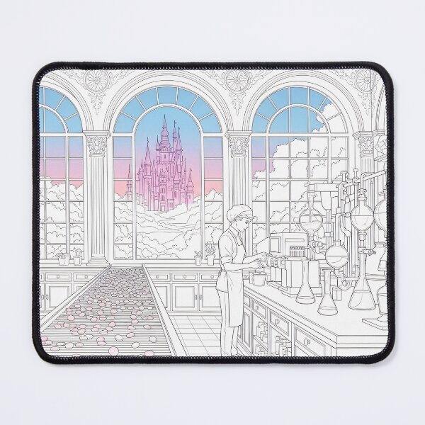 Item preview, Fantasy Laboratory Interior Coloring Page with Castle View designed and sold by PixorStudio.