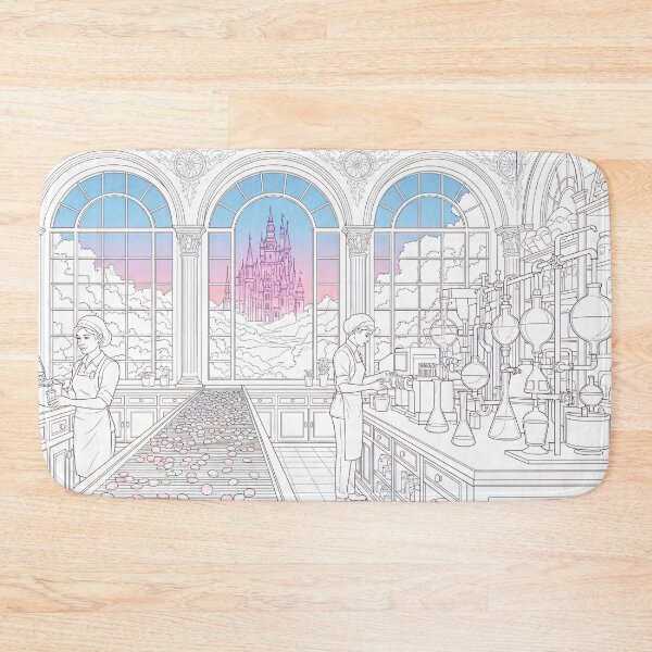 Item preview, Fantasy Laboratory Interior Coloring Page with Castle View designed and sold by PixorStudio.