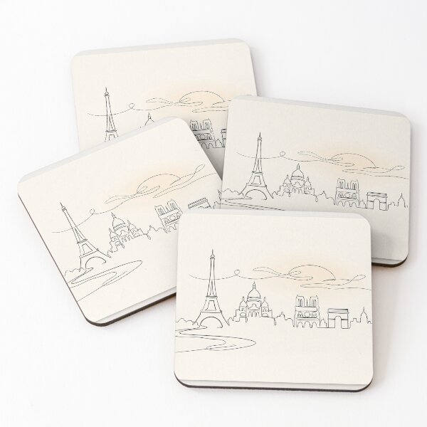 Item preview, Minimalist Paris Skyline Continuous Line Sunset Illustration designed and sold by PixorStudio.