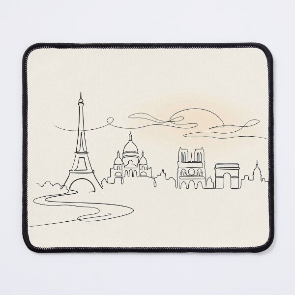 Item preview, Minimalist Paris Skyline Continuous Line Sunset Illustration designed and sold by PixorStudio.