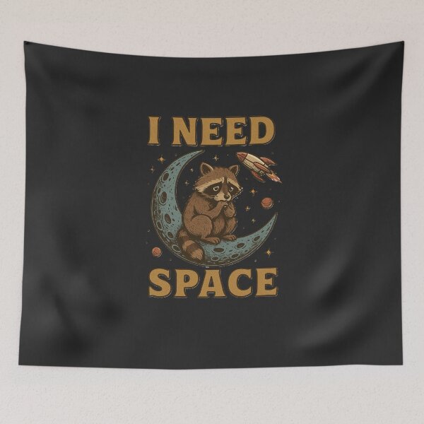 Item preview, I Need Space Raccoon Vintage Introvert Funny Cute Animal Space Aesthetic designed and sold by Negisandeep studio.