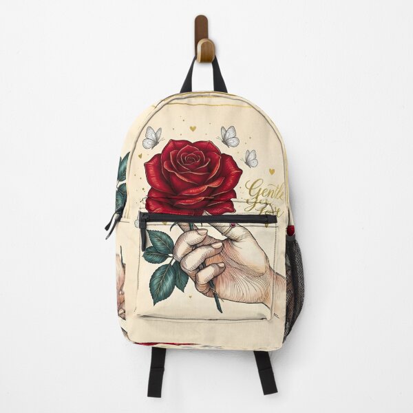 Item preview, Gentle Love Vintage Hand Holding Red Rose with Butterflies and Hearts Line Art designed and sold by Good Vibes .