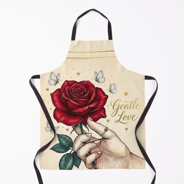 Item preview, Gentle Love Vintage Hand Holding Red Rose with Butterflies and Hearts Line Art designed and sold by Good Vibes .