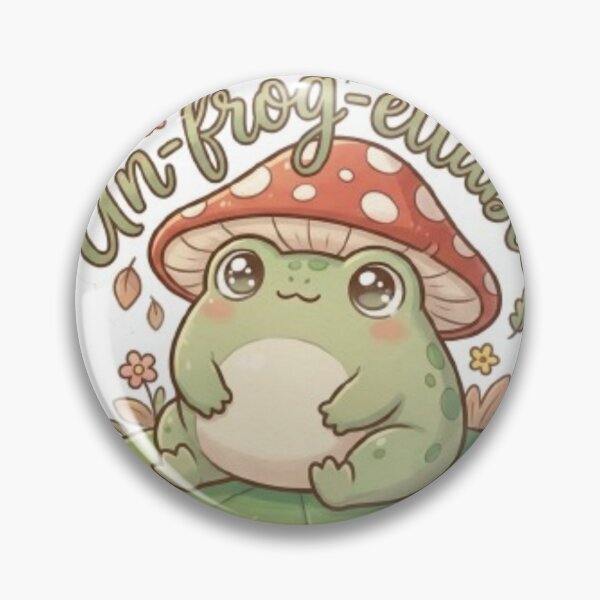 Item preview, Un frog ettable cute frog wearing mushroom hat sticker  designed and sold by PixelPop-US.