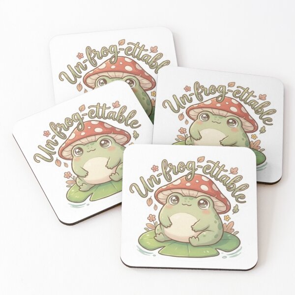 Item preview, Un frog ettable cute frog wearing mushroom hat sticker  designed and sold by PixelPop-US.