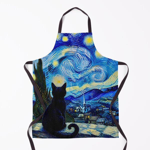 Item preview, Starry Night with Black Cat designed and sold by Vicky Brago-Mitchell®.