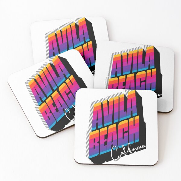 Item preview, Avila Beach California Retro 80s Rainbow Stripe Typography Graphic Tee designed and sold by DonnaRaine.