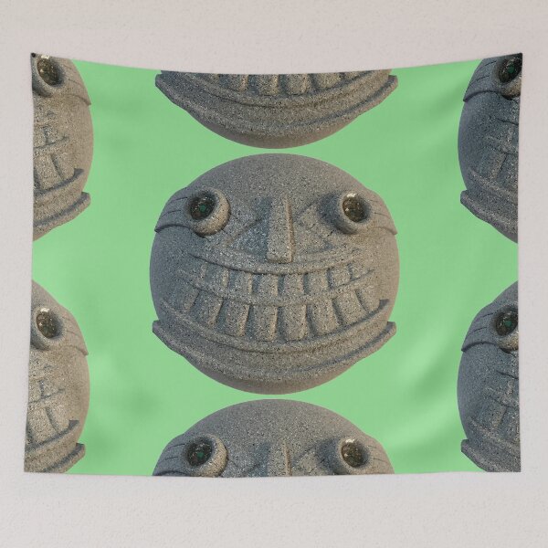 Item preview, Weird Stone Face Emoji – Creepy Smile, Abstract Tribal Character designed and sold by AncestralNeoPop.