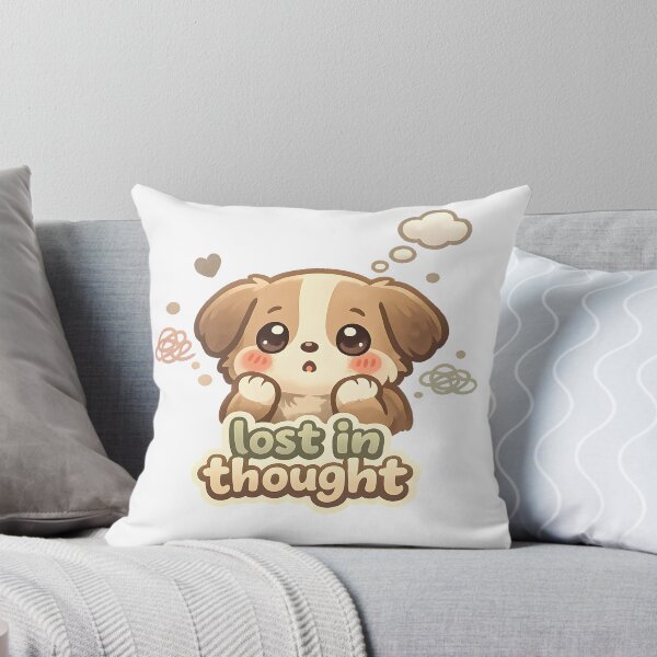 Item preview, "Lost in Thought" | Cute Puppy & Overthinking Aesthetic Art designed and sold by Naviora.
