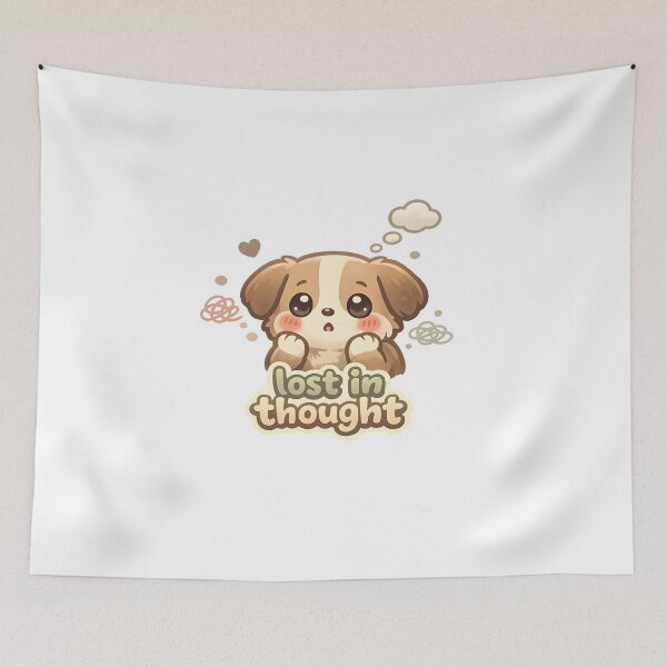 Item preview, "Lost in Thought" | Cute Puppy & Overthinking Aesthetic Art designed and sold by Naviora.