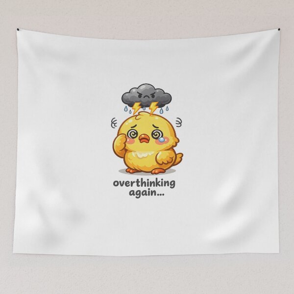 Item preview, "Overthinking Again..." | Relatable Anxiety Humor & Cute Chick Art designed and sold by Naviora.
