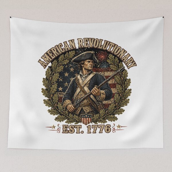 Item preview, American Revolutionary Est. 1776 | Colonial Soldier Patriot Art designed and sold by chattsuede.