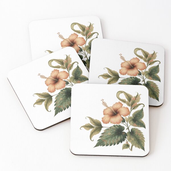 Item preview, Vintage Peach Hibiscus Floral Illustration designed and sold by Radhamadhaba Pattachitra Vibes”.