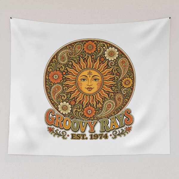 Item preview, Groovy Rays Est 1974 Retro Sun Paisley designed and sold by chattsuede.