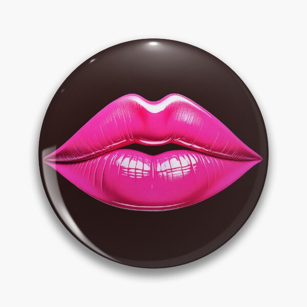 Item preview, Glossy hot pink lips on black background designed and sold by ChernivtsiSkoda.