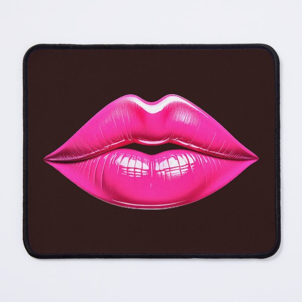 Item preview, Glossy hot pink lips on black background designed and sold by ChernivtsiSkoda.