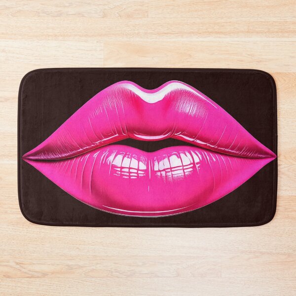 Item preview, Glossy hot pink lips on black background designed and sold by ChernivtsiSkoda.