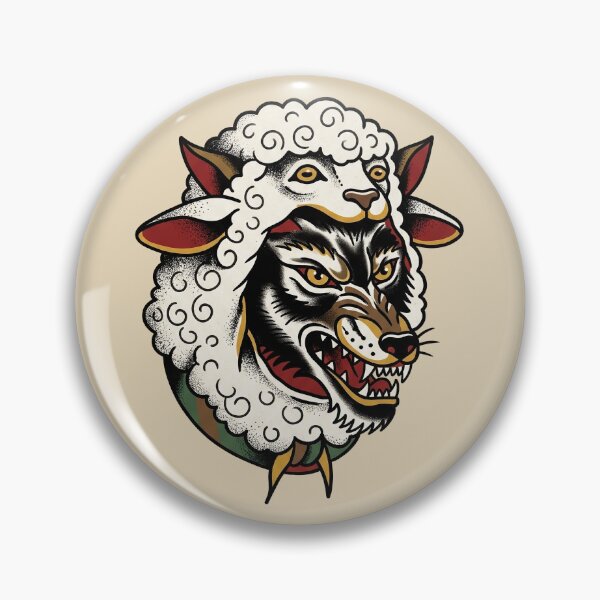 Item preview, Wolf Head In Sheep Tattoo designed and sold by Thunderbelts.