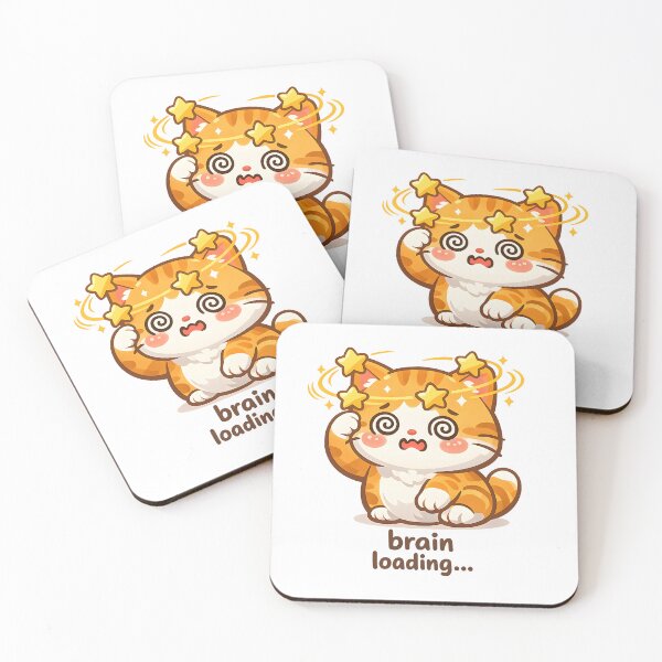 Item preview, "Brain Loading..." | Cute Dazed Cat & Relatable Procrastination Art designed and sold by Naviora.