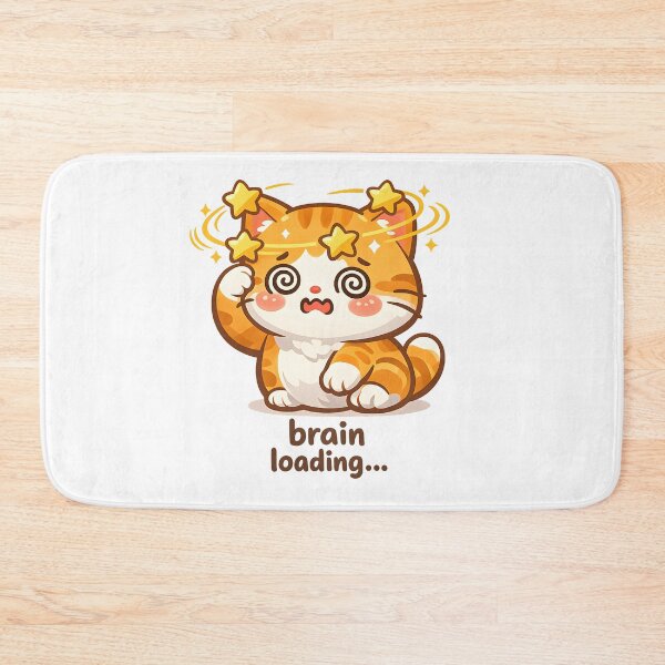 Item preview, "Brain Loading..." | Cute Dazed Cat & Relatable Procrastination Art designed and sold by Naviora.