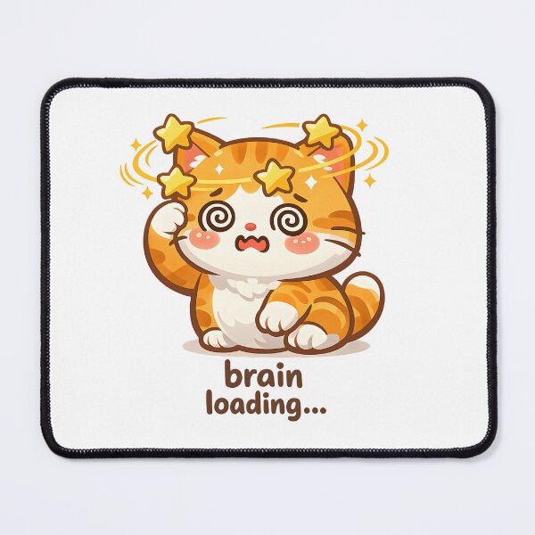 Item preview, "Brain Loading..." | Cute Dazed Cat & Relatable Procrastination Art designed and sold by Naviora.