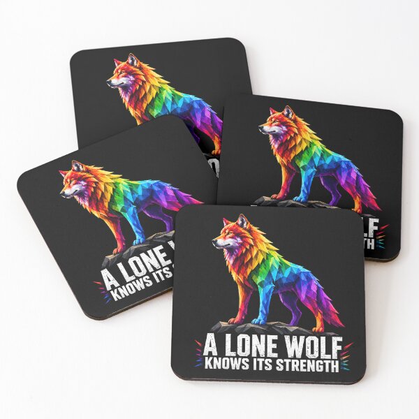 Item preview, A Lone Wolf Knows Its Strength - Rainbow Polygonal designed and sold by chattsuede.