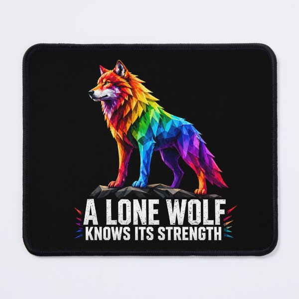 Item preview, A Lone Wolf Knows Its Strength - Rainbow Polygonal designed and sold by chattsuede.
