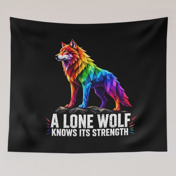 Item preview, A Lone Wolf Knows Its Strength - Rainbow Polygonal designed and sold by chattsuede.