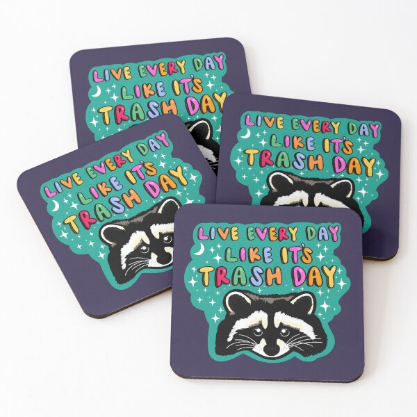 Item preview, Raccoon Sticker Funny Trash Day Decal Sanitation Worker Motivation Humor Dumpster Meme Cute Trash Panda Trendy Weird Car Mirror Kindle Mac designed and sold by LiuTiuuu.