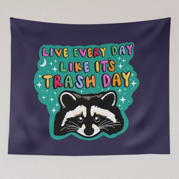 Item preview, Raccoon Sticker Funny Trash Day Decal Sanitation Worker Motivation Humor Dumpster Meme Cute Trash Panda Trendy Weird Car Mirror Kindle Mac designed and sold by LiuTiuuu.