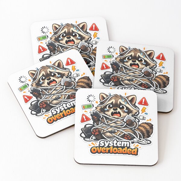Item preview, "System Overloaded" | Relatable Tech Burnout & Cute Raccoon Aesthetic Art designed and sold by Naviora.