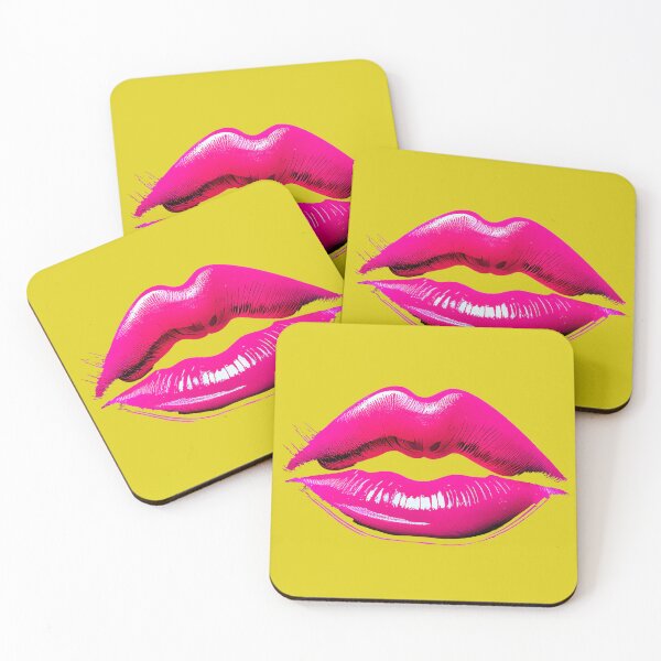 Item preview, Glossy hot pink lips on black background designed and sold by ChernivtsiSkoda.
