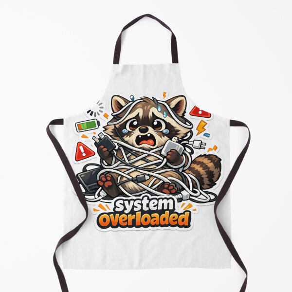 Item preview, "System Overloaded" | Relatable Tech Burnout & Cute Raccoon Aesthetic Art designed and sold by Naviora.