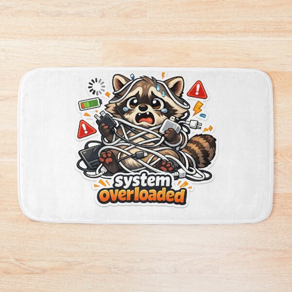 Item preview, "System Overloaded" | Relatable Tech Burnout & Cute Raccoon Aesthetic Art designed and sold by Naviora.