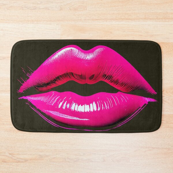 Item preview, Glossy hot pink lips on black background designed and sold by ChernivtsiSkoda.