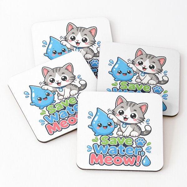 Item preview, Save Water Meow Cute Kawaii Cat Eco-Friendly designed and sold by Nuvoro Eco Awareness.