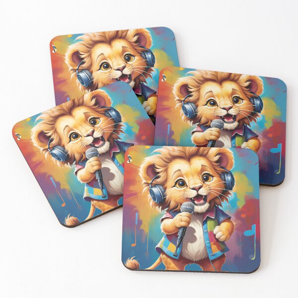 Item preview, Cute baby lion is singer, kids illustration designed and sold by Leylita Design.
