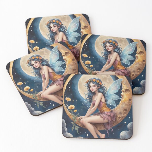 Item preview, Cute fairy woman on the moon designed and sold by Leylita Design.