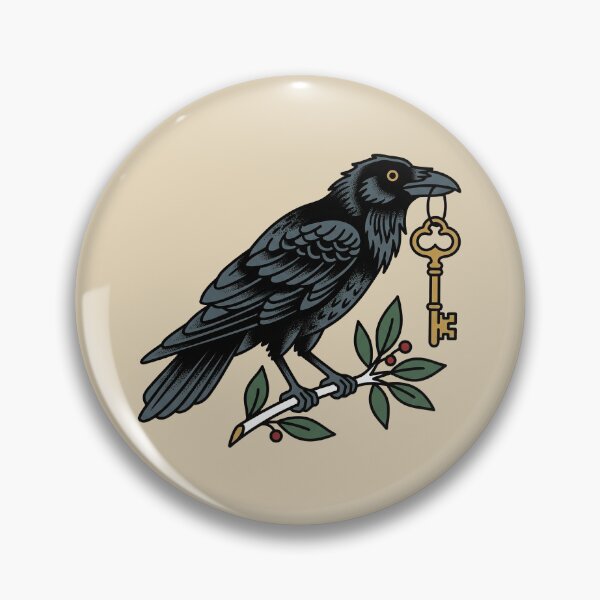 Item preview, Raven Holding Key Tattoo designed and sold by Thunderbelts.