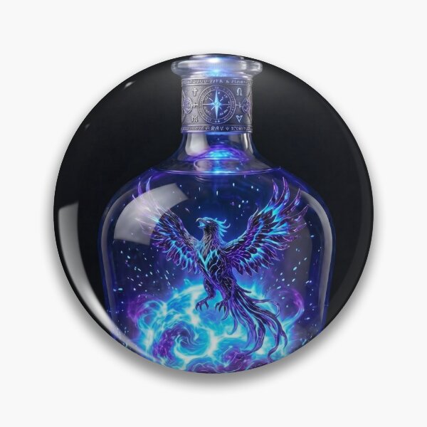 Item preview, Mystic Blue Phoenix Potion Bottle: Elemental Fire Art designed and sold by mayank2401.