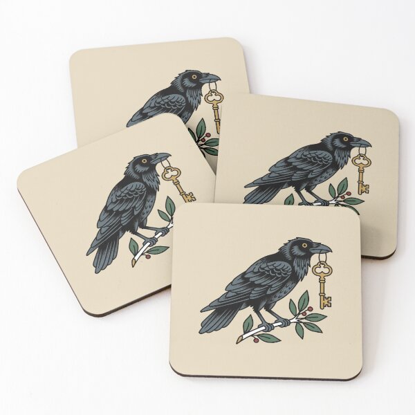 Item preview, Raven Holding Key Tattoo designed and sold by Thunderbelts.