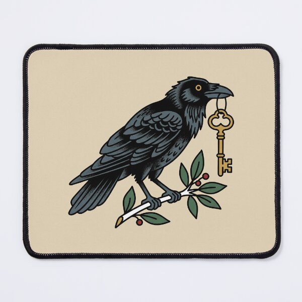 Item preview, Raven Holding Key Tattoo designed and sold by Thunderbelts.