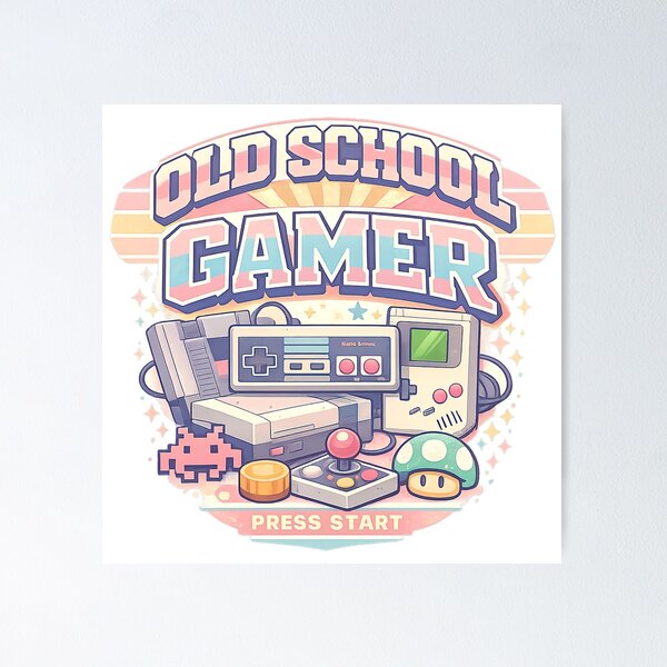 Item preview, Old School Gamer, Konami Code, Reto Vintage 90s Cyberpunk Art designed and sold by graphic-genie.