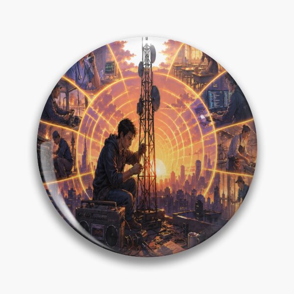 Item preview, Sunset Radio Tower City Art designed and sold by InkNovaLab.