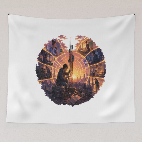 Item preview, Sunset Radio Tower City Art designed and sold by InkNovaLab.