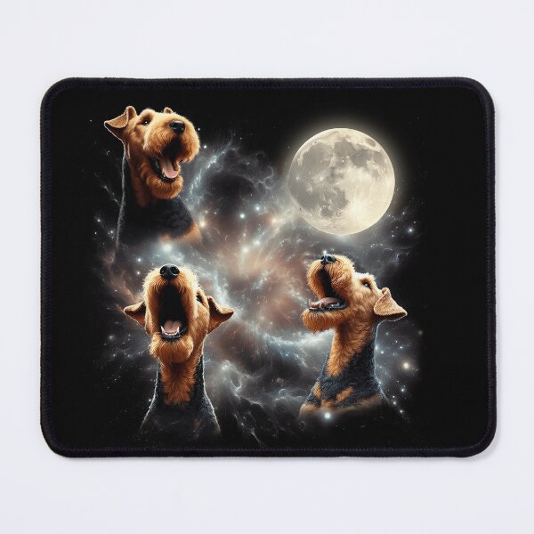 Item preview, Airedale Terrier Howling Moon Lover Dog designed and sold by MosaikkiArt.
