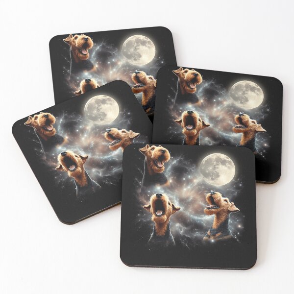Item preview, Airedale Terrier Howling Moon Lover Dog designed and sold by MosaikkiArt.